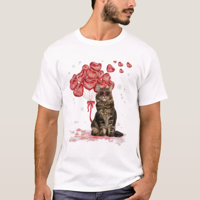 Maine Coon Heart Valentineser T Shirt (Framsida)