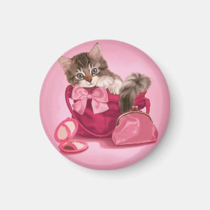 Maine coon i rosa handväska magnet