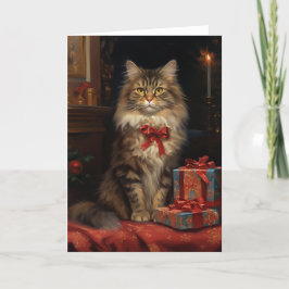 Maine Coon julhälsningskort Tack Kort