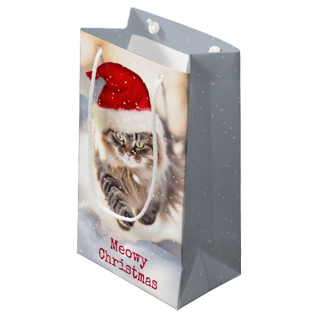 Maine Coon Julkatt I Snö (Framsidan Vinklad)