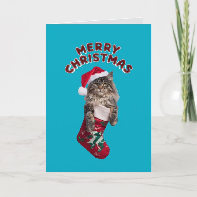 Maine Coon-julklapp Helgkort (Framsida)