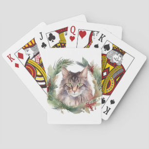 Maine Coon Kat jul Utandning Kitten Casinokort
