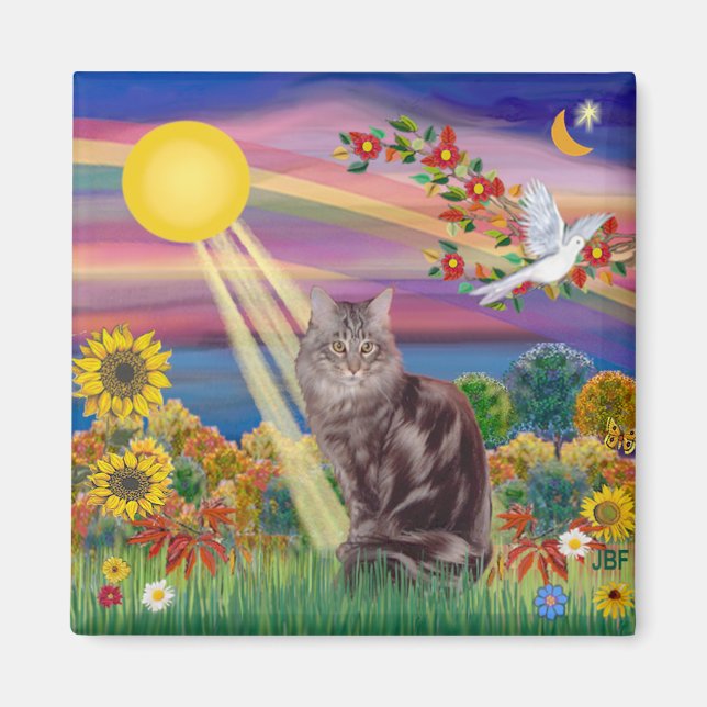 Maine Coon Katt 10 - Höstsol Magnet (Framsidan)