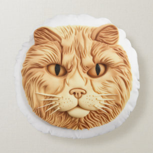 Maine Coon Katt 3D Inspirerad Rund Kudde