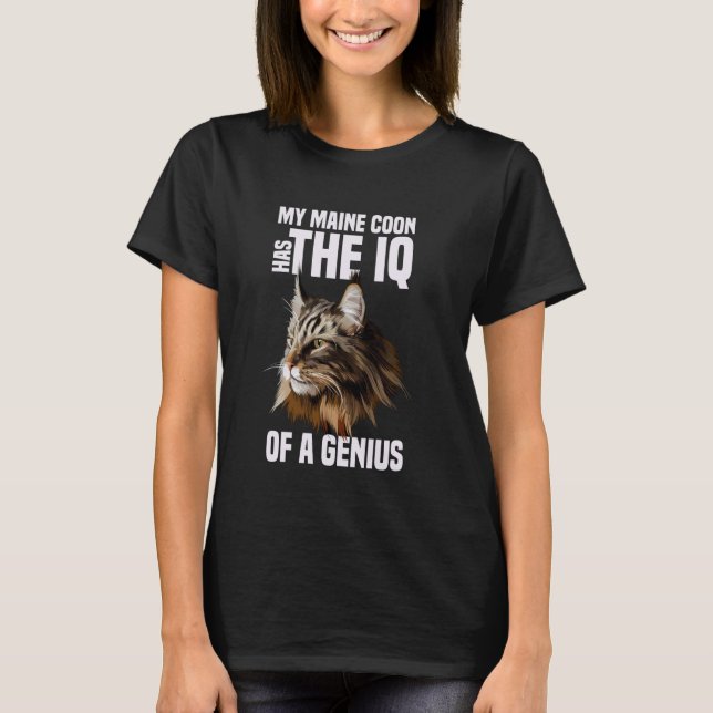 Maine Coon Katt IQ Genial T Shirt (Framsida)