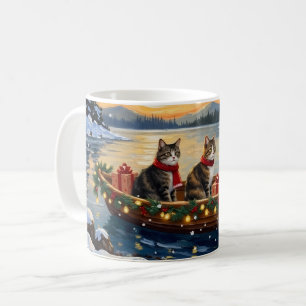 Maine Coon Katt Jul Båt Högtid Kaffemugg