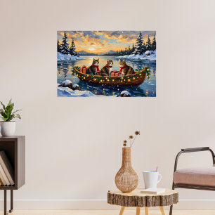 Maine Coon Katt Jul Båt Högtid Poster