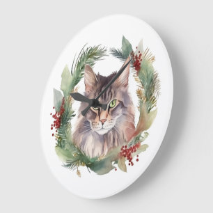 Maine Coon Katt Julkrans Festiv Liten Katt Stor Klocka