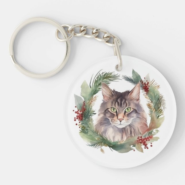 Maine Coon Katt Julkrans Festlig Kittel (Framsidan)