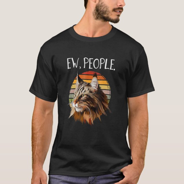 Maine Coon Katt  Kvinnor Ew Människor Meowy Katt T Shirt (Framsida)