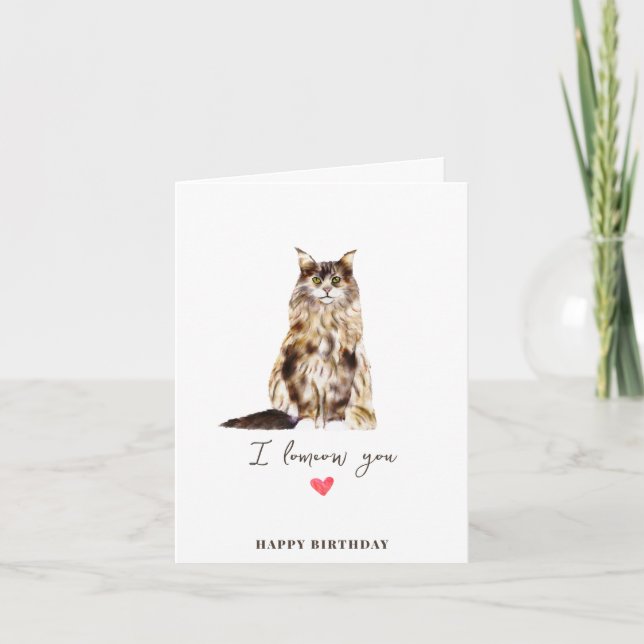 Maine Coon Katt Mamma Pappa Djur Födelsedag Kort (Framsida)