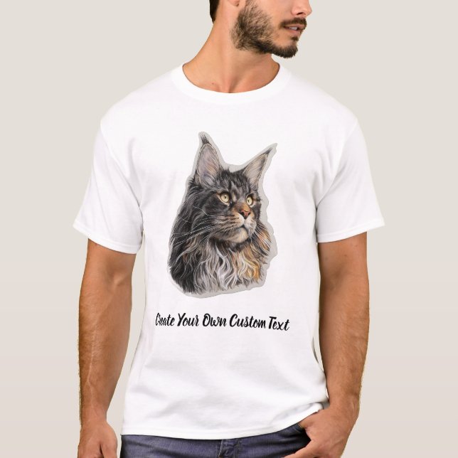 Maine Coon Katt Skapa din egen anpassade text  T Shirt (Framsida)