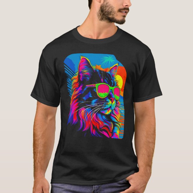 Maine Coon Katt Sommar T Shirt (Framsida)