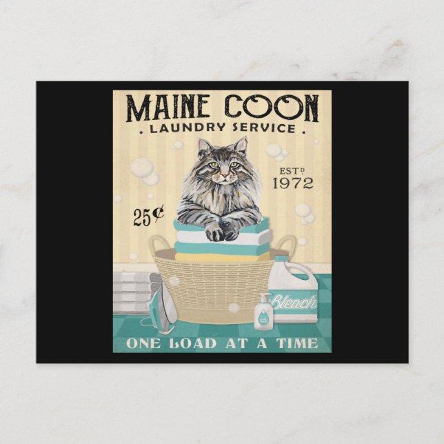 Maine Coon Katt Tvätt Company 2 Vykort (Framsida)