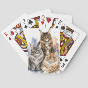 Maine Coon Katt Vattenfärg Spelkort