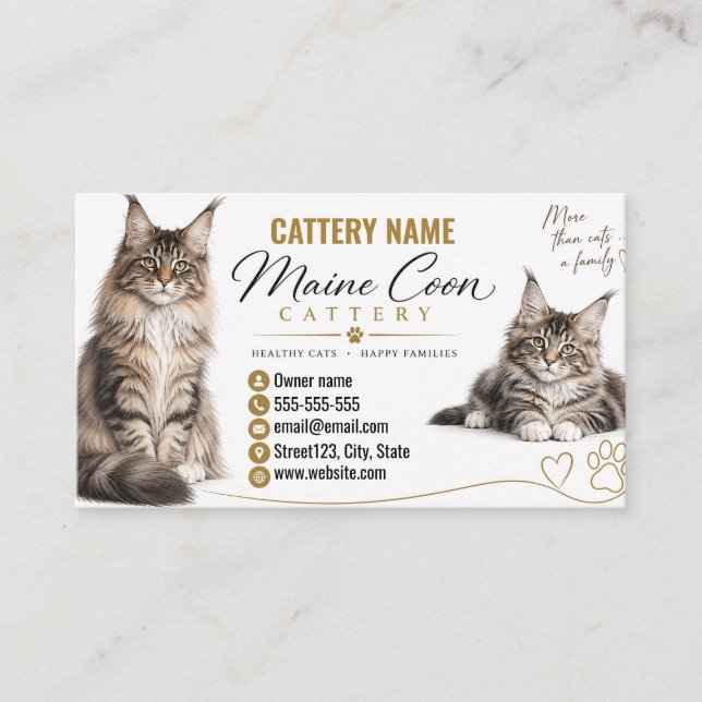 Maine Coon Katteri Kattuppfödare Visitkort (Framsida)