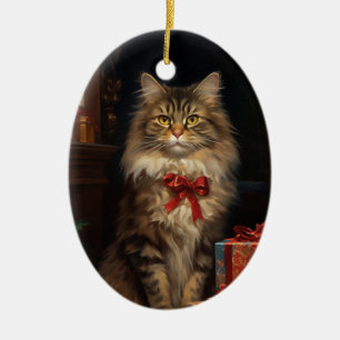 Maine Coon-kattjulen Julgransprydnad Keramik