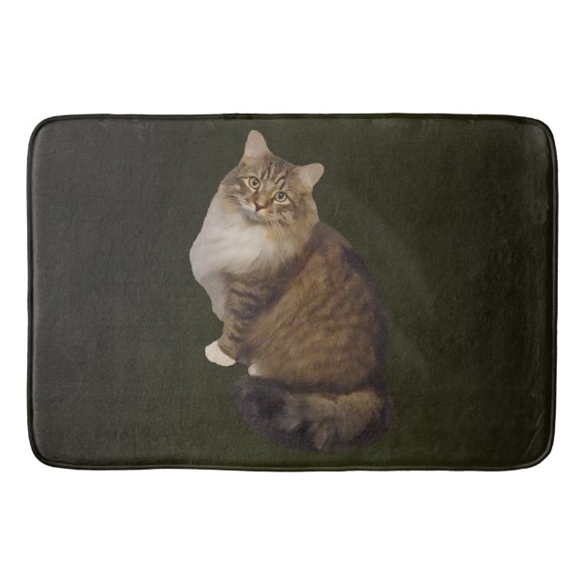Maine Coon Kattporträtt Badrumsmatta (Framsidan)