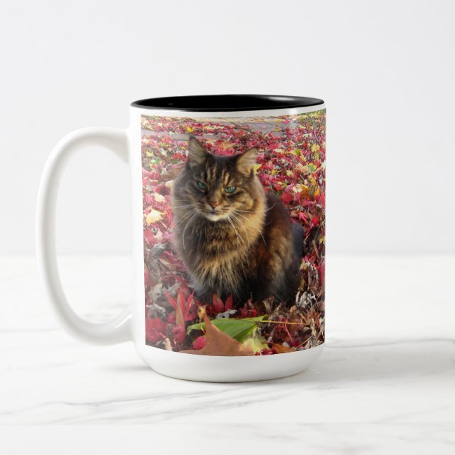 Maine Coon Kattunge Två-Tonad Mugg (Vänster)