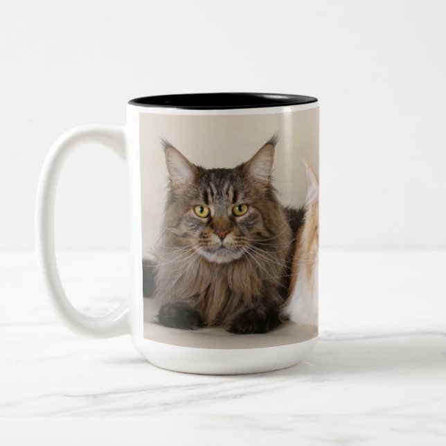 Maine Coon Kattunge Två-Tonad Mugg (Vänster)