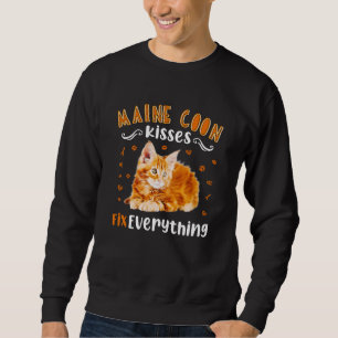 Maine Coon Kisses Fix Allt, Cute Maine Coon  Lång Ärmad Tröja