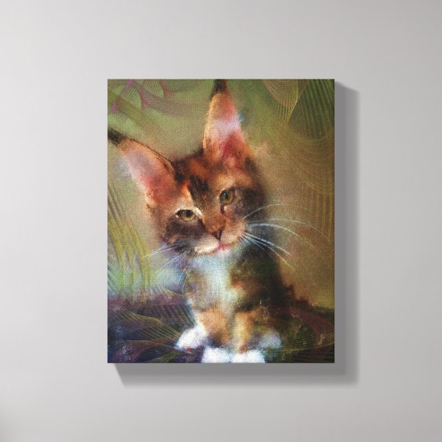 Maine Coon Kitten Art - Plocka mig - Rektangulär k Canvastryck (Framsida)