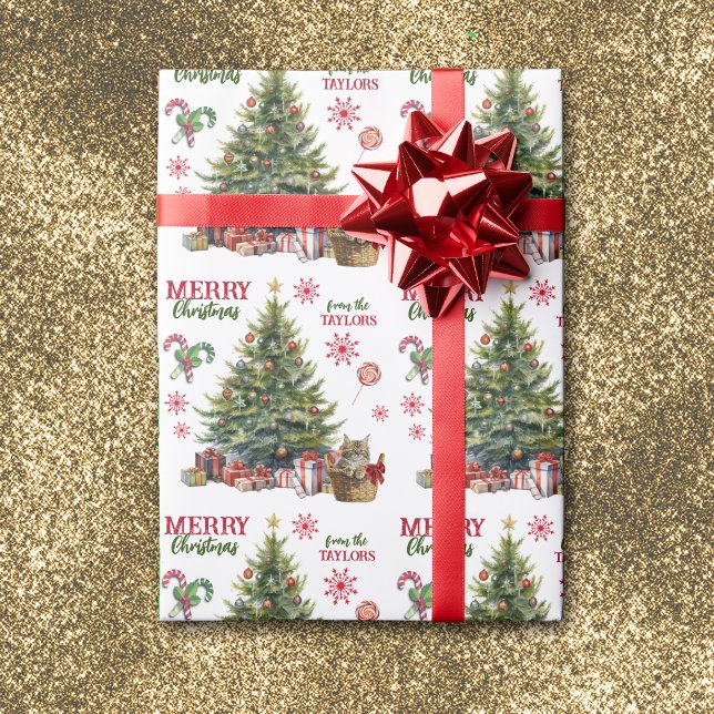 Maine Coon Kitten Basket under Julgran Presentpapper (Skapare uppladdad)