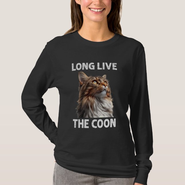 Maine Coon LONG LIVE COON Maine Coon Cat Owner T Shirt (Framsida)