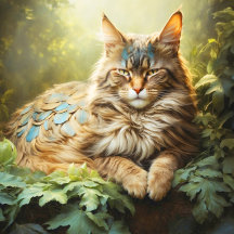Maine Coon med Feathers i Forest