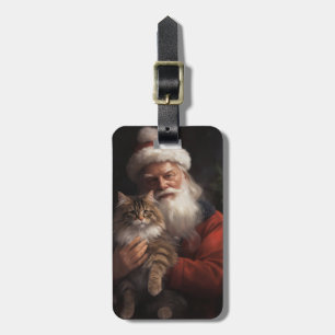 Maine Coon med Jultomten julafton Bagagebricka