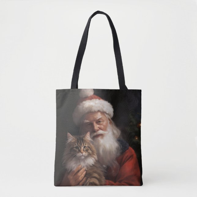 Maine Coon med Santa Claus Festive jul  Tygkasse (Framsida)