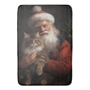 Maine Coon med Tomte Festlig jul  Badrumsmatta