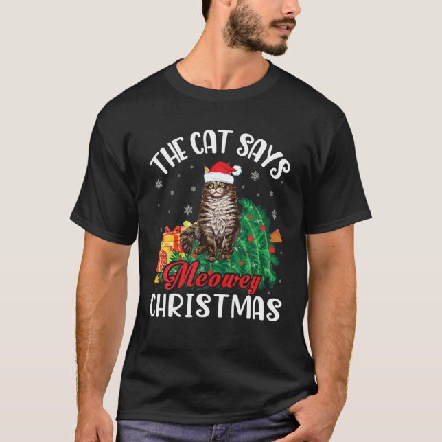 Maine Coon Noel Costume presenterar kattsäten Merr T Shirt (Framsida)
