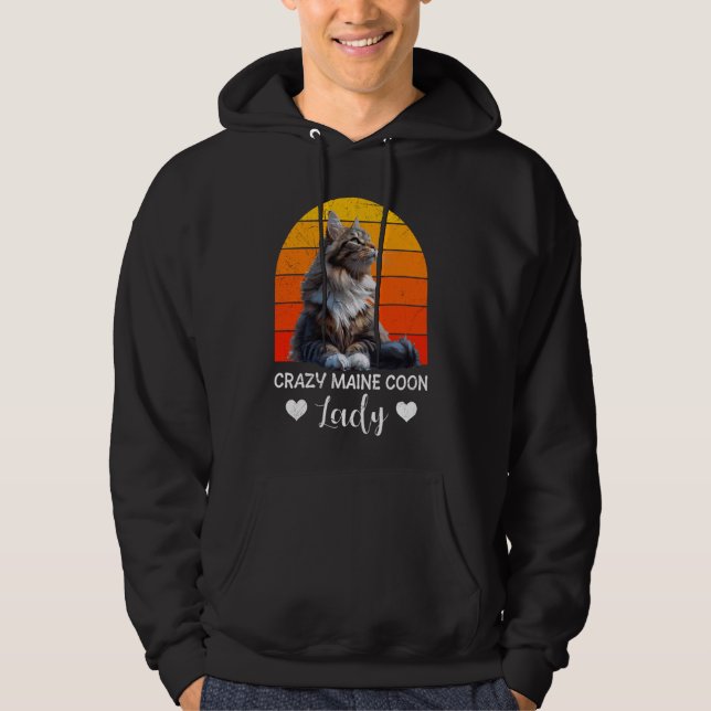 Maine Coon Owner CRAZY MAINE COON DAM Cat Mamma Hoodie (Framsida)