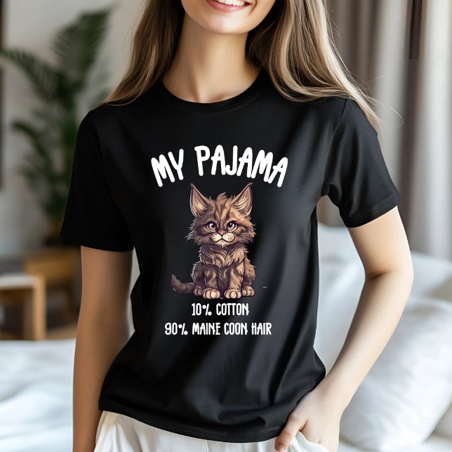 Maine Coon Pajama Humor T Shirt (Skapare uppladdad)