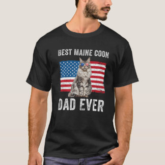 Maine Coon Pappa American Flagga Cat Lover Owner K T Shirt