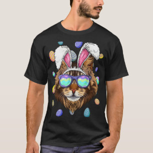 Maine Coon Påskharen Öron Katt Påskägg Jakt T Shirt