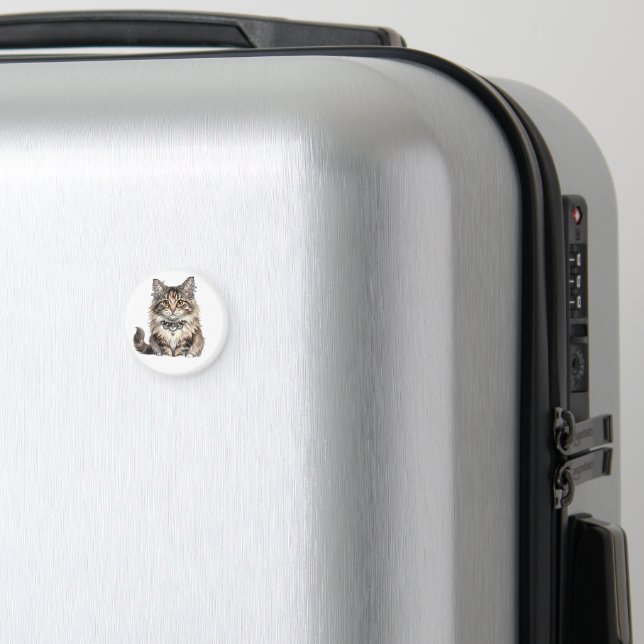 Maine Coon Punk Cat Rund Magnet (In Situ (Luggage))