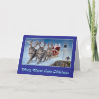 Maine Coon Reindeer Folets Greeting Card
