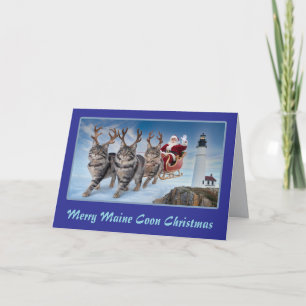 Maine Coon Reindeer Folets Greeting Card Kort