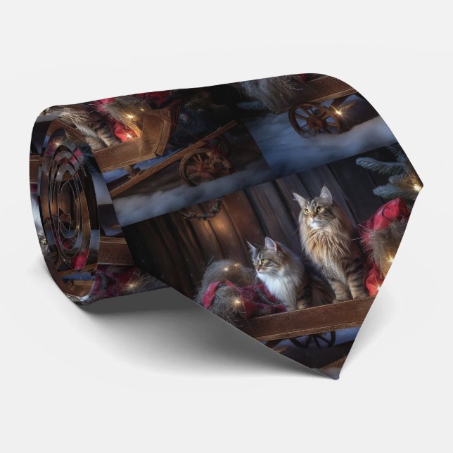 Maine Coon Snöig släde juldekoration Slips (Rullad)