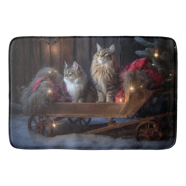 Maine Coon Snowy Sleigh juldeeller Badrumsmatta (Framsidan)