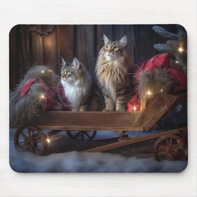 Maine Coon Snowy Sleigh juldeeller Musmatta (Framsidan)