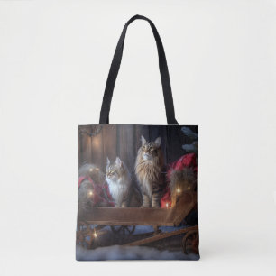 Maine Coon Snowy Sleigh juldeeller Tygkasse