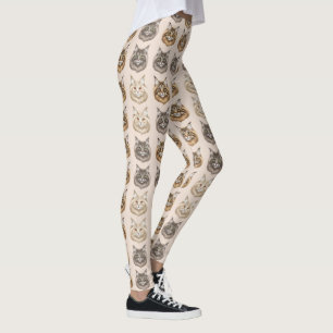 Maine Coon Sött Kattälskare Mönster Leggings