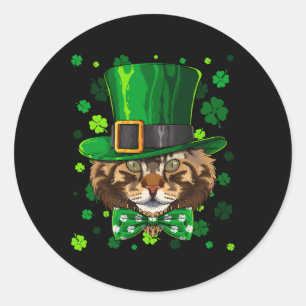 Maine Coon St patricks day Cat Leprechaun Hat Sham Runt Klistermärke
