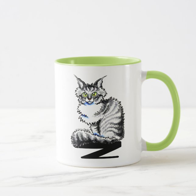 Maine Coon Tabby katt off-Leash Art™ Mugg (Höger)