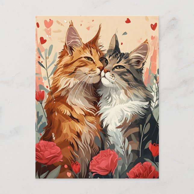 Maine Coon Valentindagen Vykort (Framsida)