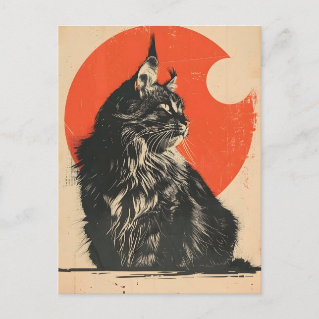 Maine Coon Vintage Art Vykort (Framsida)