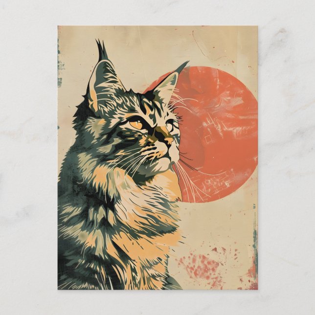 Maine Coon Vintage Art Vykort (Framsida)